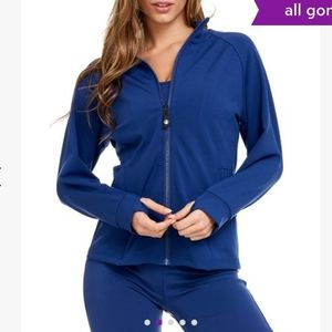 NWT Bodyglove blue reflective piping pocket zip up track jacket